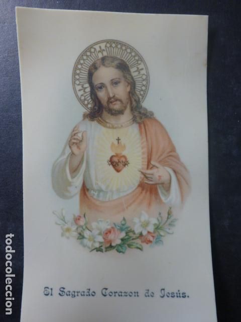 Postales: SAGRADO CORAZON DE JESUS ANTIGUA ESTAMPA CROMOLITOGR&Aacute;FICA CELULOIDE