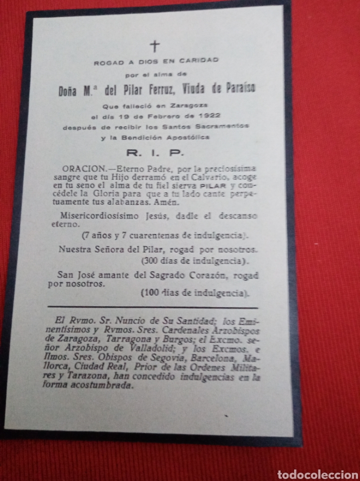 Postales: Recordatorio de defunci&oacute;n 1924, Zaragoza - Foto 2
