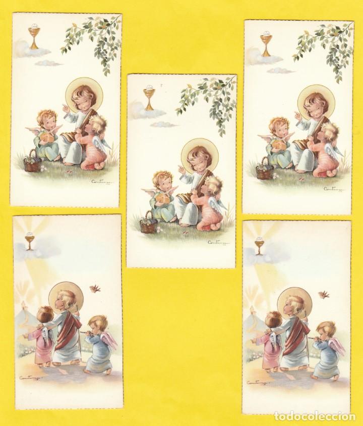 Postales: estampa primera comunion / recordatorio -dib. constanza -col. de 5 -ed. cyz - vergel - a&ntilde;os 60 / 70
