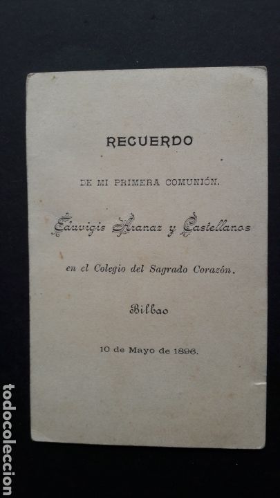 Postales: Recordatorio primera comuni&oacute;n. Bilbao 1896 - Foto 2