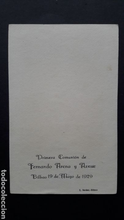 Postales: Recordatorio primera comuni&oacute;n. Bilbao 1929 - Foto 2