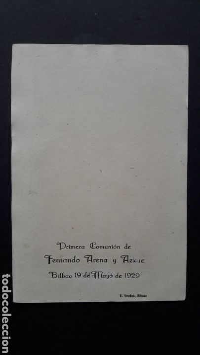 Postales: Recordatorio primera comuni&oacute;n. Bilbao 1929 - Foto 2