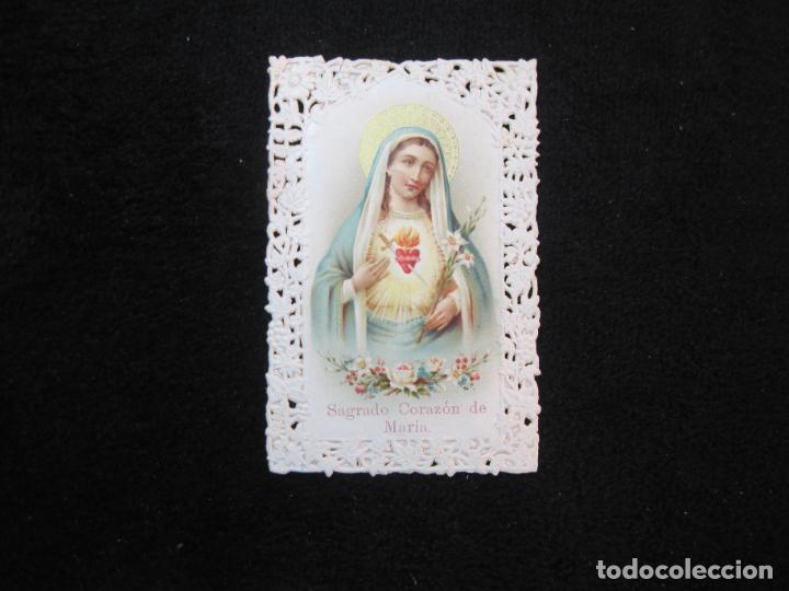 Postales: SAGRADO CORAZON DE MARIA-ESTAMPA ANTIGUA PUNTILLA-VER FOTOS-(80.407)