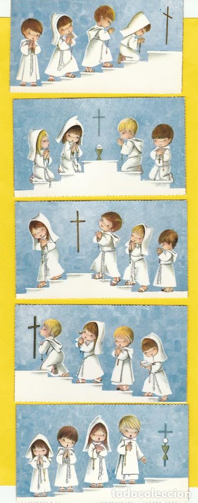 Postales: estampa primera comunion / recordatorio - dib. s / n - col.de 5 - ed. cyz - firme -a&ntilde;os 60 / 70