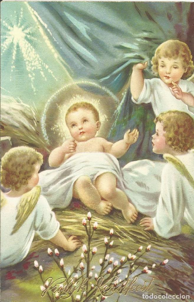 Postales: El Ni&ntilde;o Jes&uacute;s rodeado de tres angelitos. 1962. Escrito por detr&aacute;s. Serie 301/10. AR. Italia. Postal.