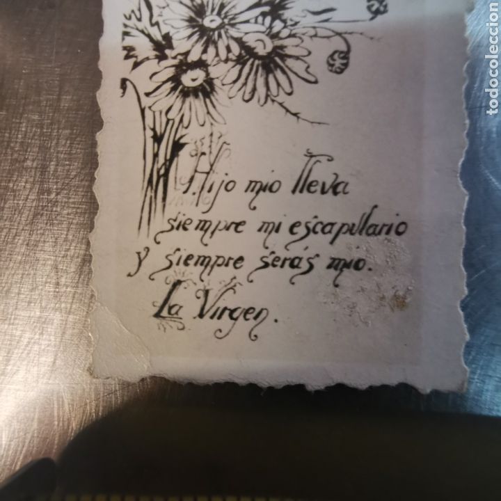 Postales: Escapulario estampita de La Virgen - Foto 3