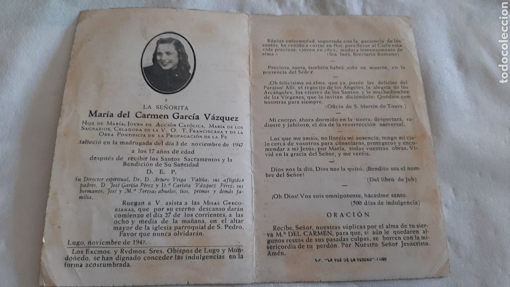 Postais: LUGO LA VOZ DE VERDAD 1947 RECIRDATORIO ESTAMPA