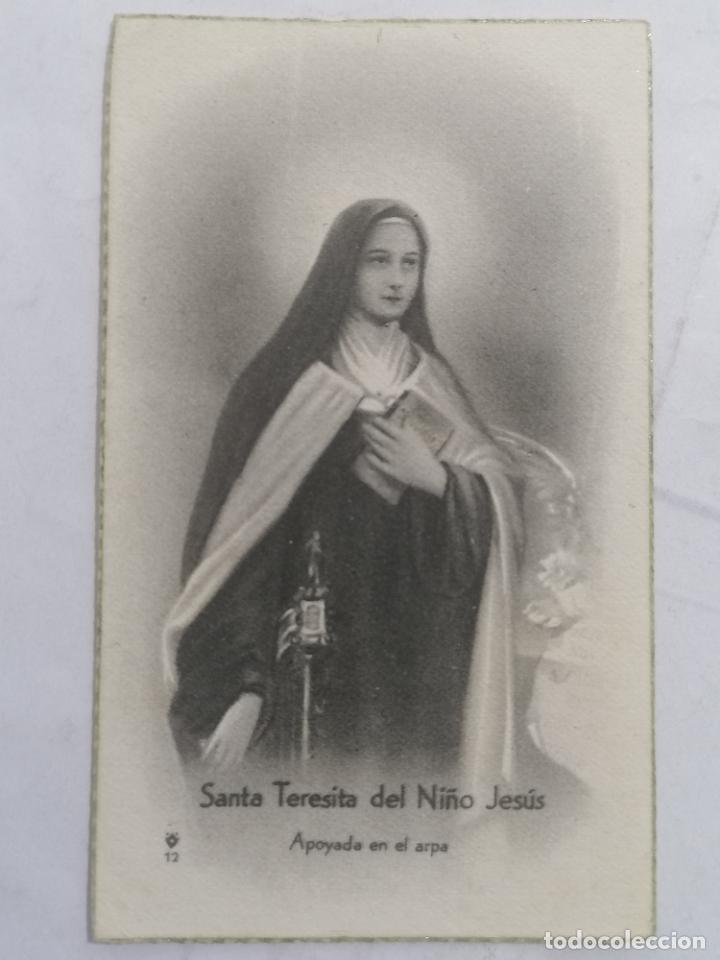 Postales: ESTAMPA, SANTA TERESITA DEL NI&Ntilde;O JESUS, APOYADA EN EL ARPA