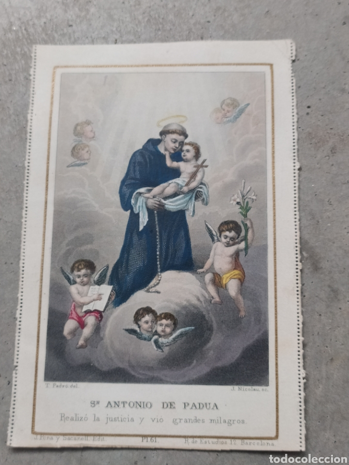 Postales: Estampa San Antonio de Padua 7x10,5cm