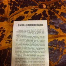Postales: ESTAMPA RELIGIOSA. ORACIÓN A LA SANTÍSIMA TRINIDAD. 1939, MONDOÑEDO. 1,5 X 8CM