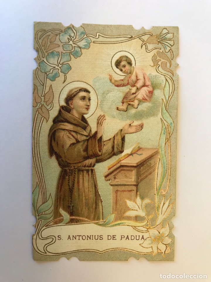 Postales: SAN ANTONIO DE PADUA. Estampa Litograf&iacute;ca (h.1920?) Medidas: 10,5 x 6 cm.,
