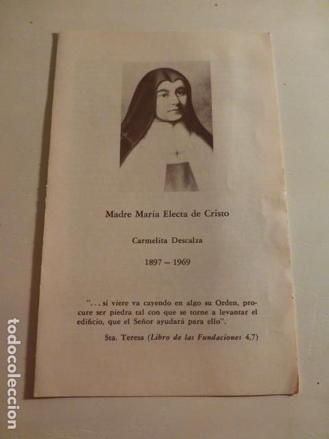 Postales: MADRE MARIA ELECTA DE CRISTO CARMELITA DESCALZA ANTIGUA ESTAMPA