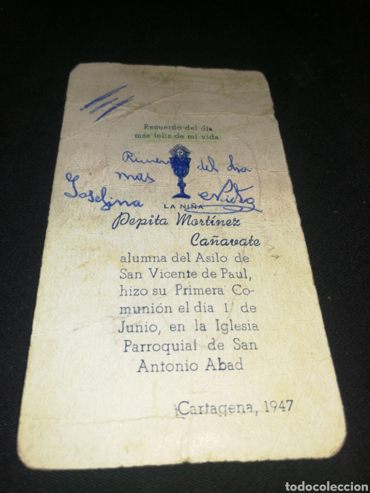 Postales: ANTIGUO RECORDATORIO COMUNI&Oacute;N 1947. &Ntilde;Z - Foto 2