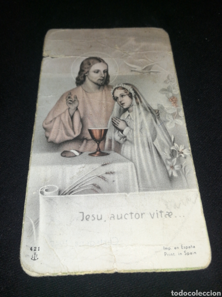 Postales: ANTIGUO RECORDATORIO COMUNI&Oacute;N 1947. &Ntilde;Z - Foto 1