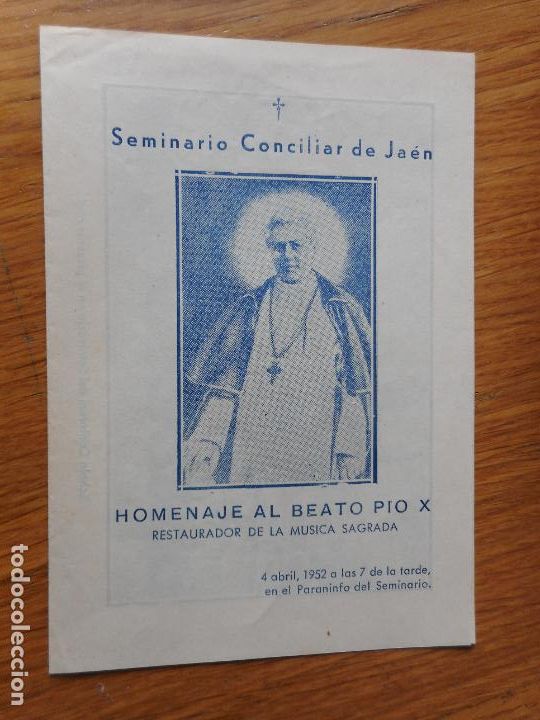 Cartoline: PROGRAMA MUSICAL.HOMENAJE BEATO PIO X. SCHOLA CANTOMRUM.SEMINARIO CONCILIAR.JAEN 1952.