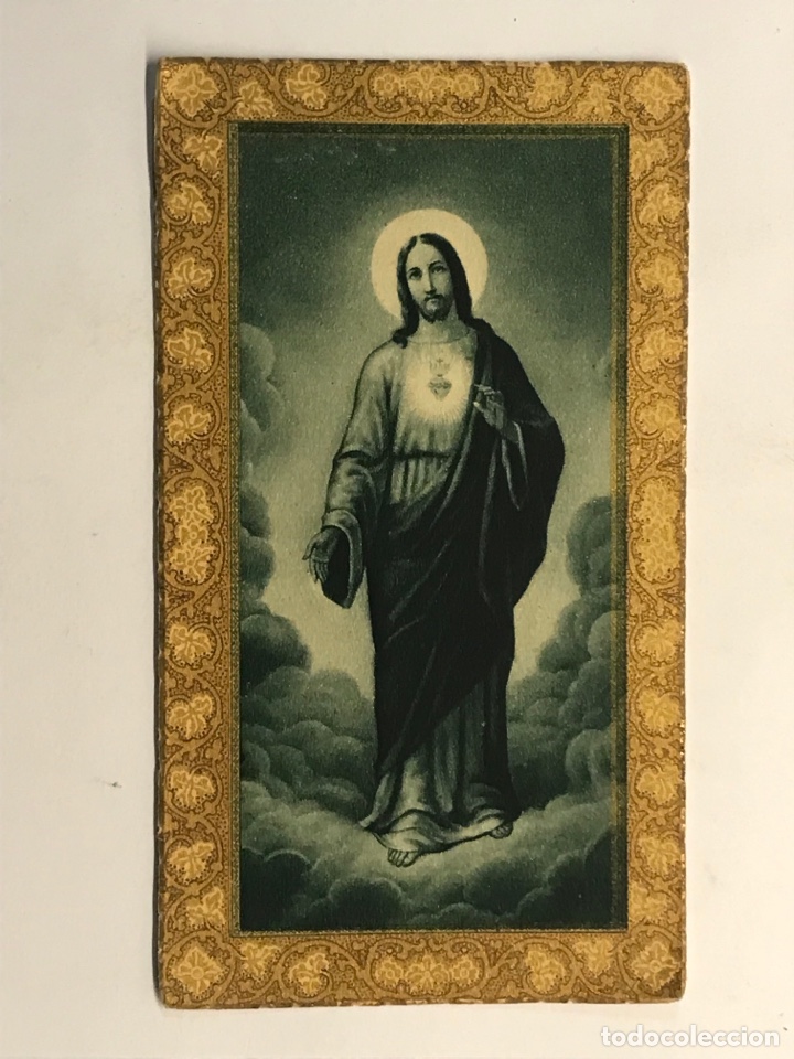 Postales: SAGRADO CORAZON DE JESUS, Estampa Religiosa (h.1900?) Sor Concepcion a su sobrina ..