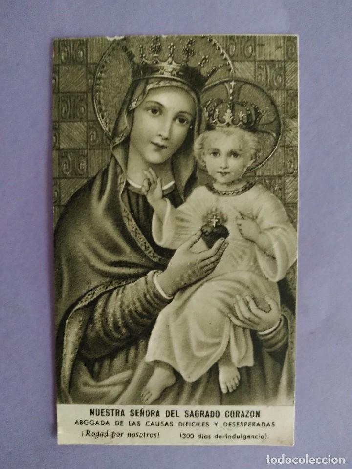 Postais: ANTIGUA ESTAMPA ORACION NUESTRA SE&Ntilde;ORA DEL SAGRADO CORAZON ABOGADA CAUSAS DIFICILES