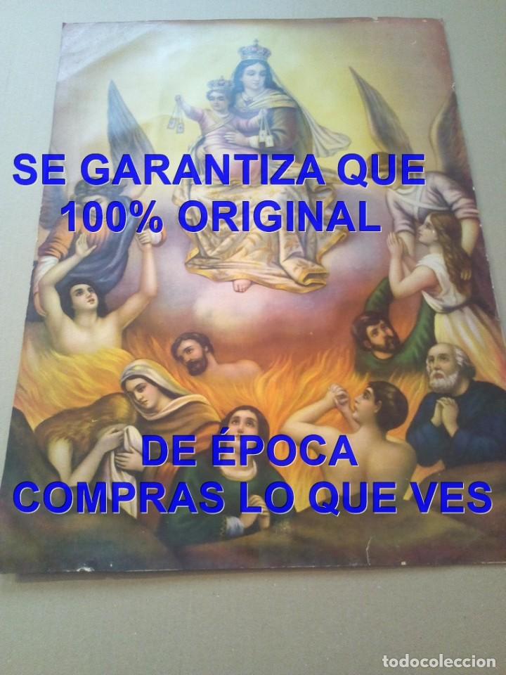 Postales: 50X38 CM PRECIOSA GRAN CROMOLITOGRAFIA LA VIRGEN Y LAS ALMAS EN EL PURGATORIO C6