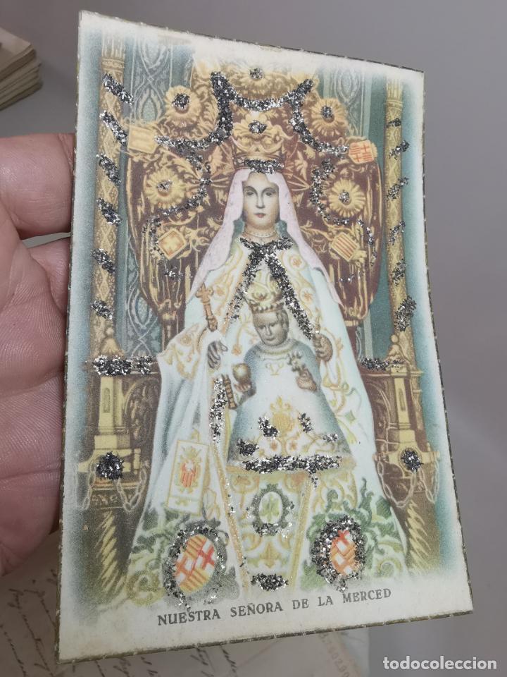 Postales: TARJETA POSTAL NUESTRA SE&Ntilde;ORA DE LA MERCED-ILUMINADA PURPURINA-A&Ntilde;OS 40