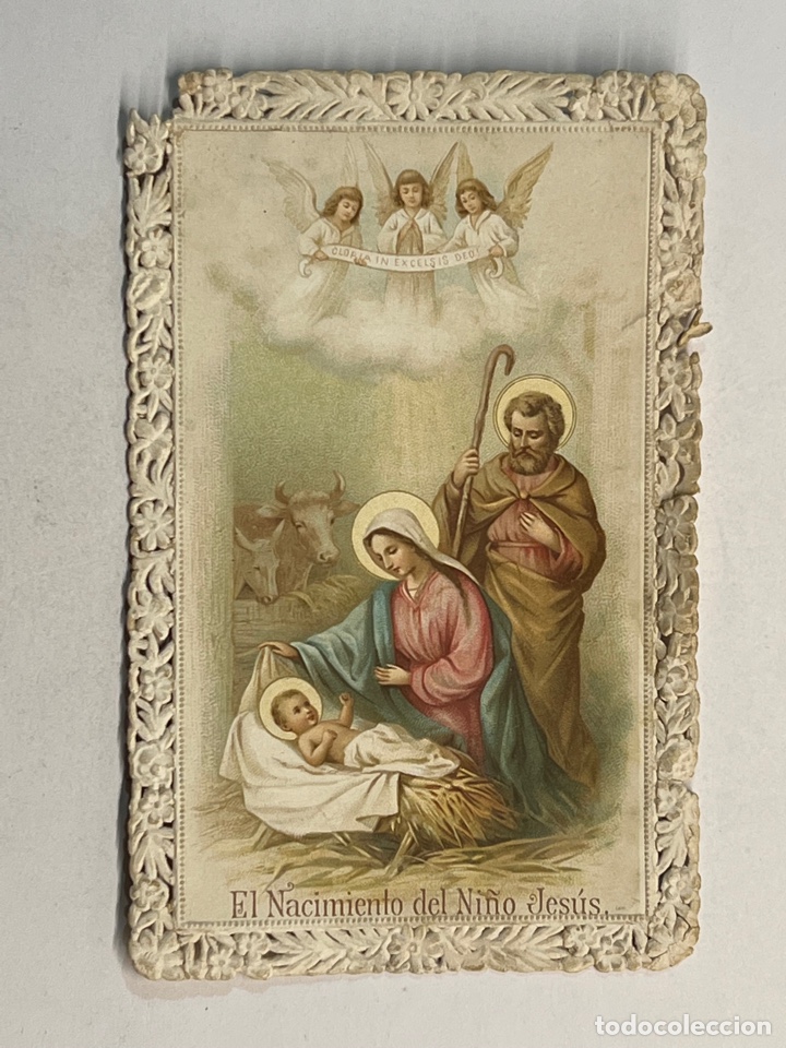 Postales: ESTAMPA Con Puntilla. El Nacimiento del Ni&ntilde;o Jes&uacute;s (h.1920?) esquina deslucida&hellip;