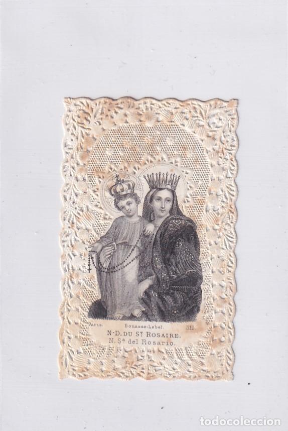 Postales: Preciosa estampa Nuestra Se&ntilde;ora del Rosario. Oraci&oacute;n en el reverso. 9 x 6 cm