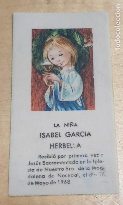 Postcards: ESTAMPA PRIMERA COMUNI&Oacute;N NOCEDAL A&Ntilde;O 1968 PAPEL VEGETAL 12X6 CM.