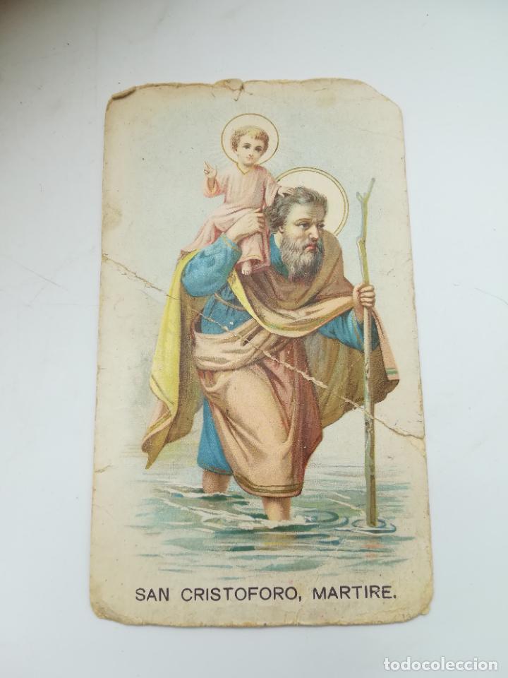 Postales: TARJETA. SAN CRISTOFORO MARTIRE / SAN CRISTOBAL DE LICIA. ORACI&Oacute;N AL DORSO EN ITALIANO. 7 X 12CM