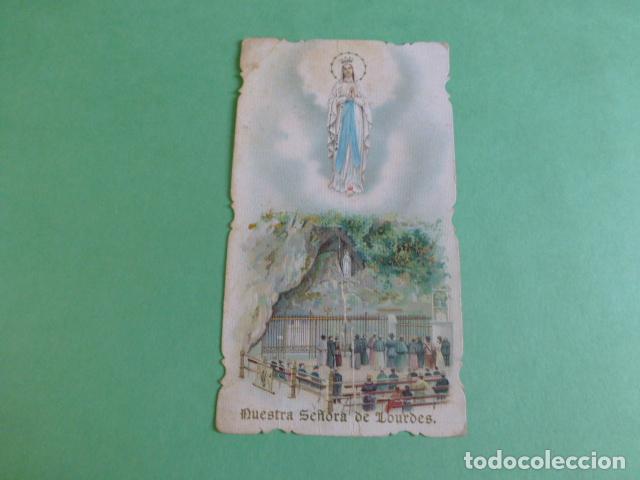 Postales: NUESTRA SE&Ntilde;ORA DE LOURDES ANTIGUA ESTAMPA CROMOLITOGRAFICA