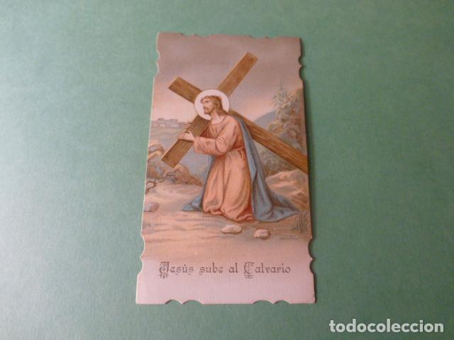 Cartoline: JESUS SUBE AL CALVARIO ANTIGUA ESTAMPA CROMOLOTOGRAFICA