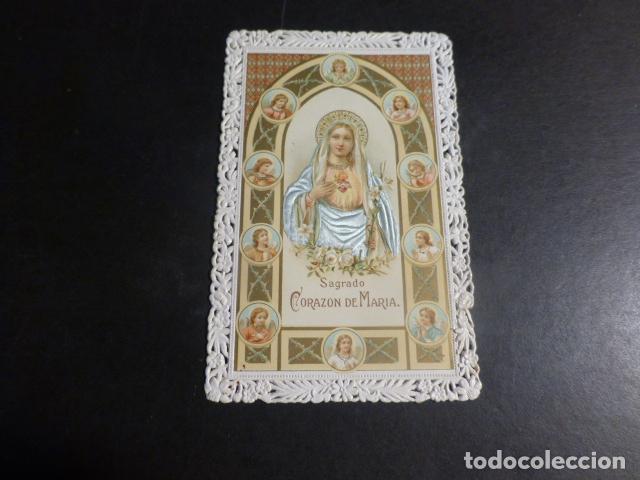 Cartes Postales: SAGRADO CORAZON DE MARIA ANTIGUA ESTAMPA CALADA PUNTILLA
