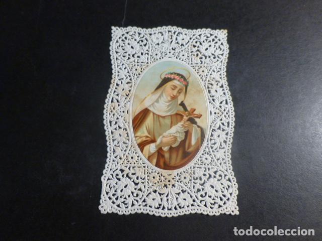 Cartes Postales: SANTA ROSA DE LIMA ANTIGUA ESTAMPA CALADA PUNTILLA