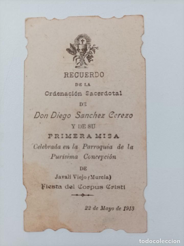 Postales: Recuerdo ordenación sacerdotal de D. Diego Sánchez Cerezo. Javali Viejo. Murcia. 1913 - Foto 3 - 312299158