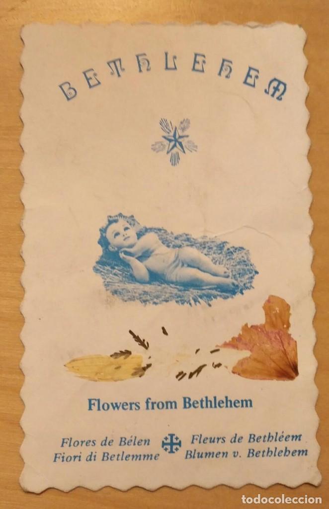 Postales: ESJ 6 Peque&ntilde;a estampa troquelada Ni&ntilde;o Jes&uacute;s - Flores de Bel&eacute;n