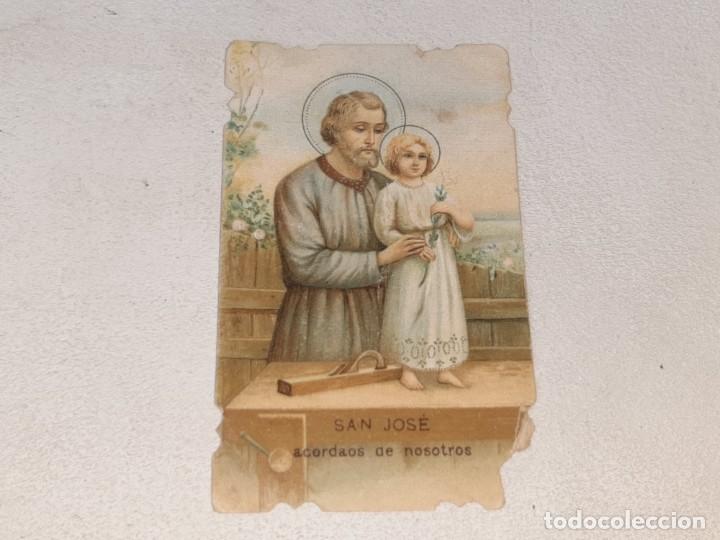 Cartoline: ANTIGUA ESTAMPA RELIGIOSA ENTELADA RECORDATORIO SAN JOSE ACORDAOS DE NOSOTROS