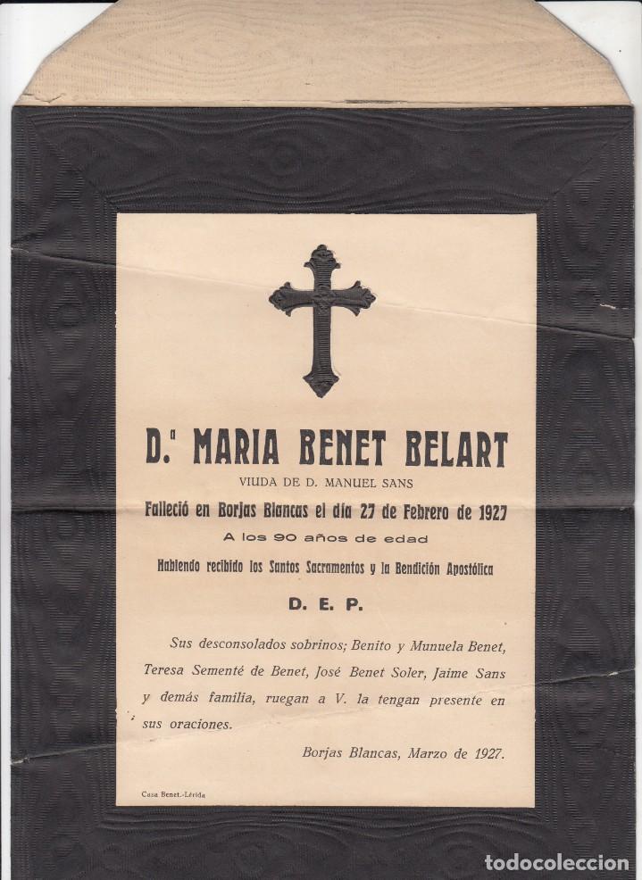 Postales: RECORDATORIO 1927 DE LES BORGES BLANQUES . - Foto 1
