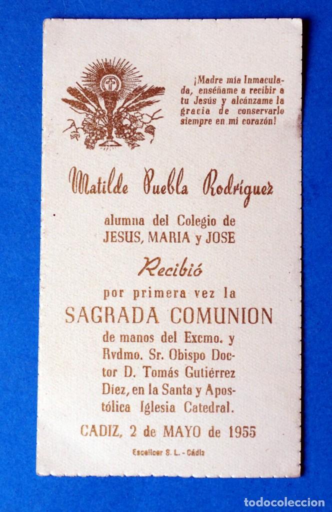 Postales: RECORDATORIO PRIMERA COMUNI&Oacute;N .A&Ntilde;O 1955 - Foto 2