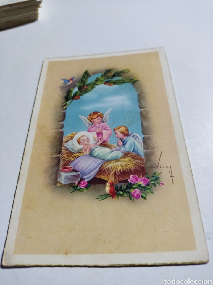 Postales: Postal antigua dibujo ni&ntilde;o Jes&uacute;s &aacute;ngeles