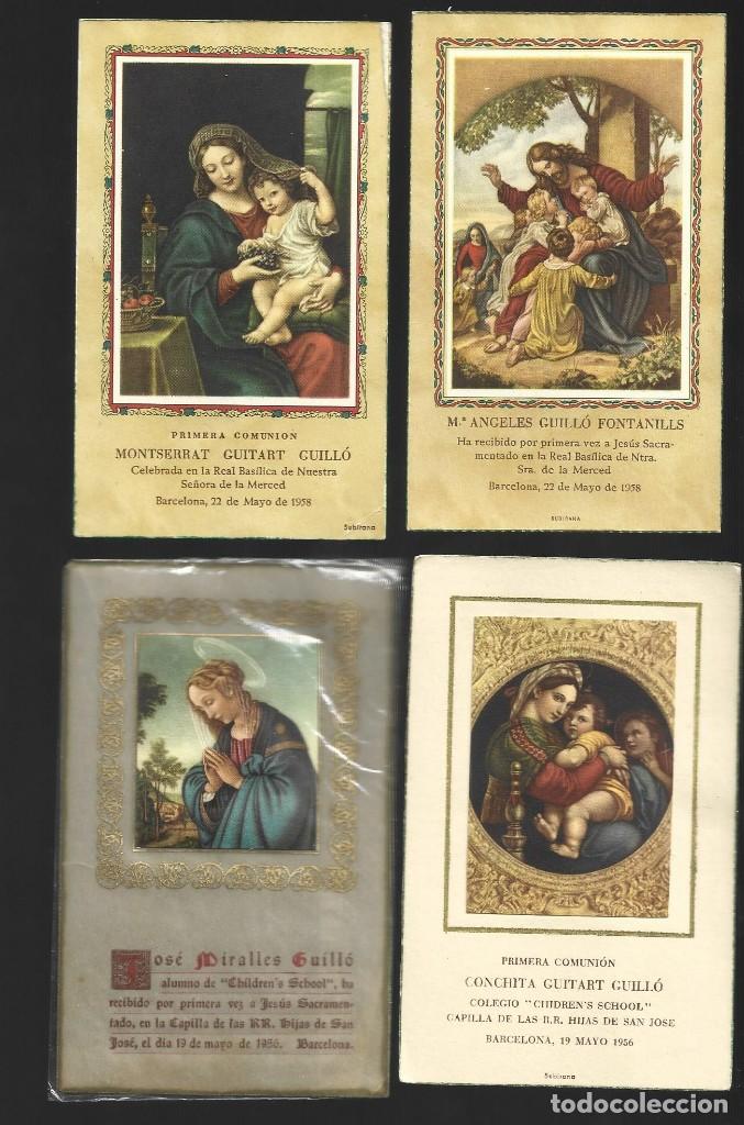 Postales: 1 LOTE DE 4 ESTAMPAS PRIMERA COMUNION A&Ntilde;OS 1956-1958
