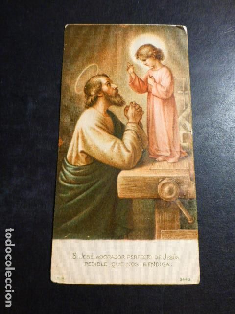Postcards: NI&Ntilde;O JESUS BENDICIENDO A SAN JOSE ANTIGUA ESTAMPA