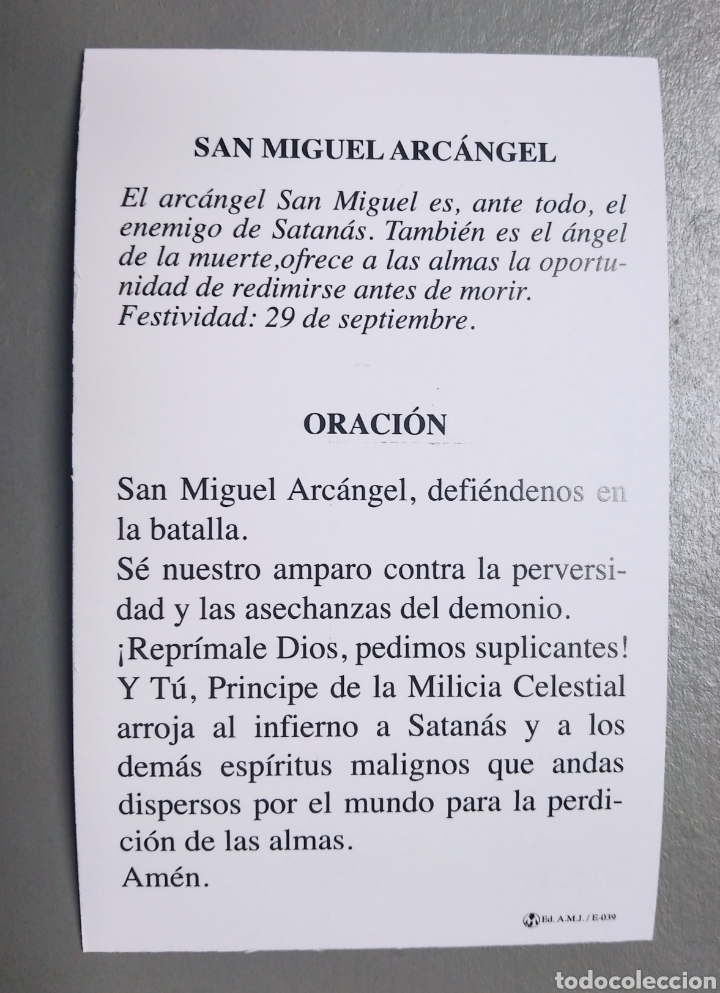 Estampa religiosa San Miguel Arcángel 10x5 cm ITA