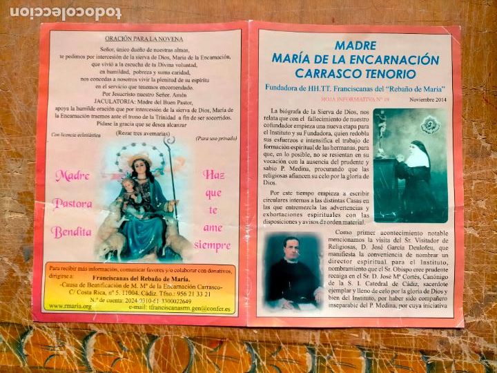 Cartes Postales: diptico madre maria da encarnacion carrasco tenorio franciscana - REBA&Ntilde;O MARIA VIRGEN DIVINA PASTORA