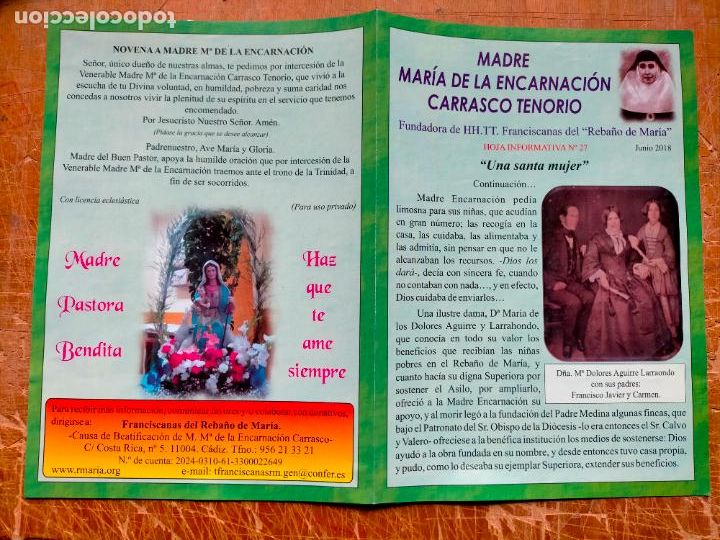 Cartes Postales: diptico madre maria da encarnacion carrasco tenorio franciscana - MARA DOLORES AGUIRRE LARRAONDO