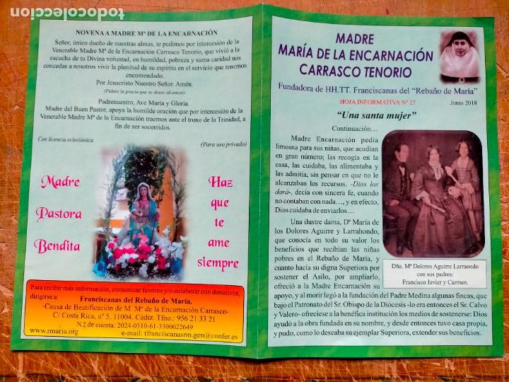 Cartes Postales: diptico madre maria da encarnacion carrasco tenorio franciscana - MARA DOLORES AGUIRRE LARRAONDO