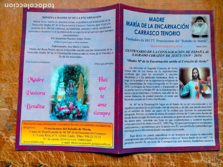 Cartes Postales: diptico madre maria da encarnacion carrasco tenorio franciscana - REBA&Ntilde;O MARIA VIRGEN DIVINA PASTORA