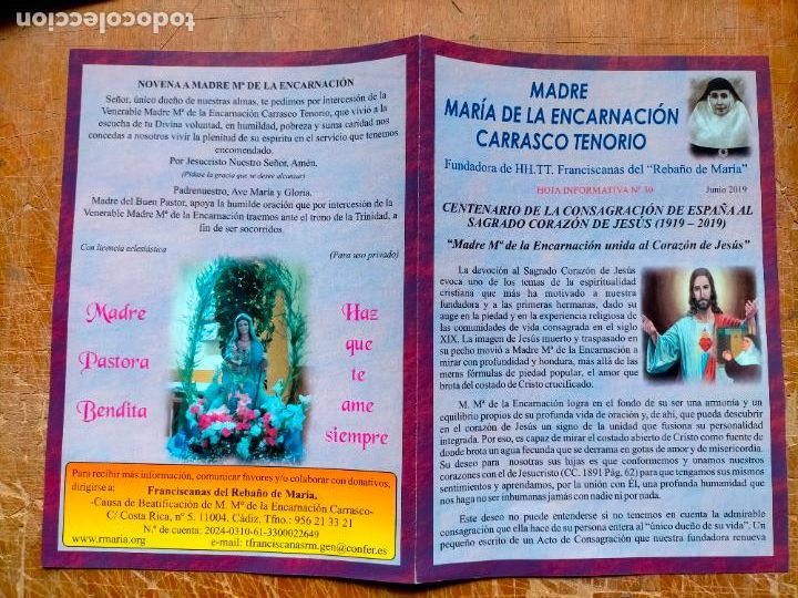 Cartes Postales: diptico madre maria da encarnacion carrasco tenorio franciscana - REBA&Ntilde;O MARIA VIRGEN DIVINA PASTORA