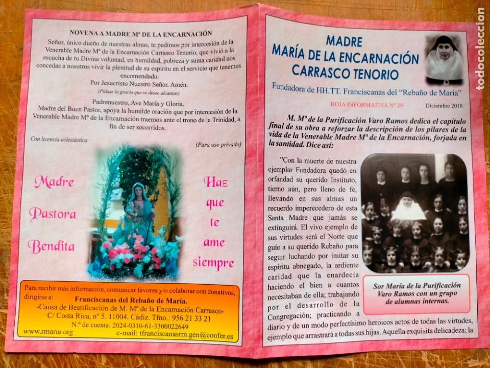 Cartes Postales: diptico madre maria da encarnacion carrasco tenorio franciscana - SOR MARIA PURIFICACION VARO RAMOS