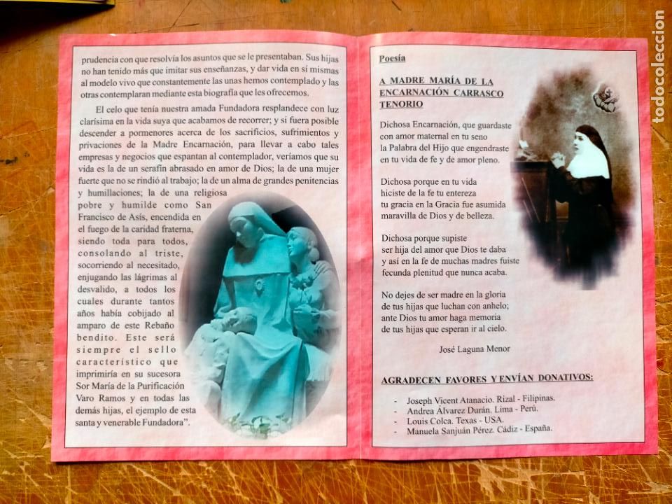 Cartes Postales: diptico madre maria da encarnacion carrasco tenorio franciscana - SOR MARIA PURIFICACION VARO RAMOS
