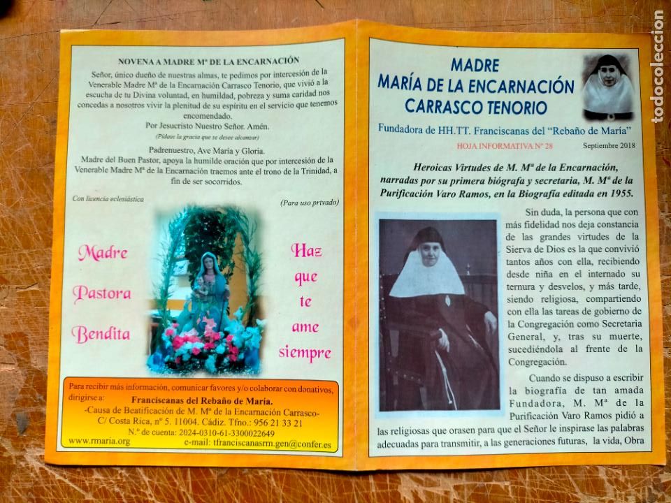 Cartes Postales: diptico madre maria da encarnacion carrasco tenorio franciscana -