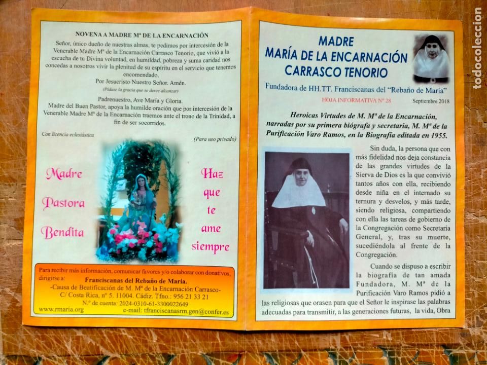 Cartes Postales: diptico madre maria da encarnacion carrasco tenorio franciscana -