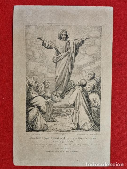 Cartoline: ESTAMPA RELIGIOSA JESUS A LOS CIELOS 11 X 18 CM TIPO GRABADO ORIGINAL GRJ 10